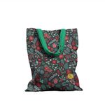 Geanta Handmade Tote Basic, Pattern cu Plante si Flori, Multicolor, 43x37 cm fotografia produsului