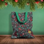 Geanta Handmade Tote Basic, Pattern cu Plante si Flori, Multicolor, 43x37 cm fotografia produsului View 2 S
