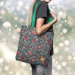 Geanta Handmade Tote Basic, Pattern cu Plante si Flori, Multicolor, 43x37 cm fotografia produsului View 6 S