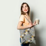 Geanta Handmade Tote Basic, Pisicile la Job, Multicolor, 43x37 cm fotografia produsului View 2 S