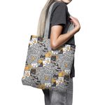 Geanta Handmade Tote Basic, Pisicile la Job, Multicolor, 43x37 cm fotografia produsului View 3 S