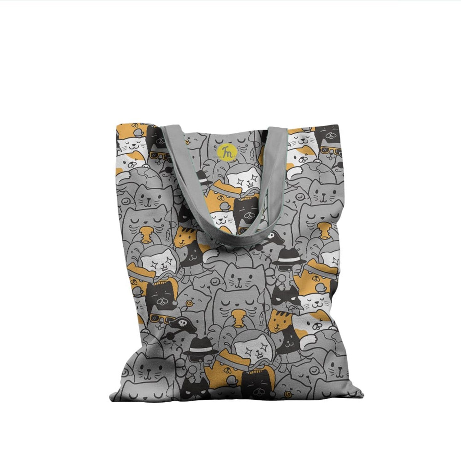 Geanta Handmade Tote Basic, Pisicile la Job, Multicolor, 43x37 cm fotografia produsului