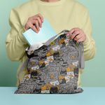 Geanta Handmade Tote Basic, Pisicile la Job, Multicolor, 43x37 cm fotografia produsului View 5 S