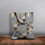 Geanta Handmade Tote Basic, Pisicile la Job, Multicolor, 43x37 cm fotografia produsului View 6 S