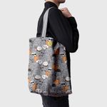 Geanta Handmade Tote Basic, Pisici Smechere, Multicolor, 43x37 cm fotografia produsului View 5 S
