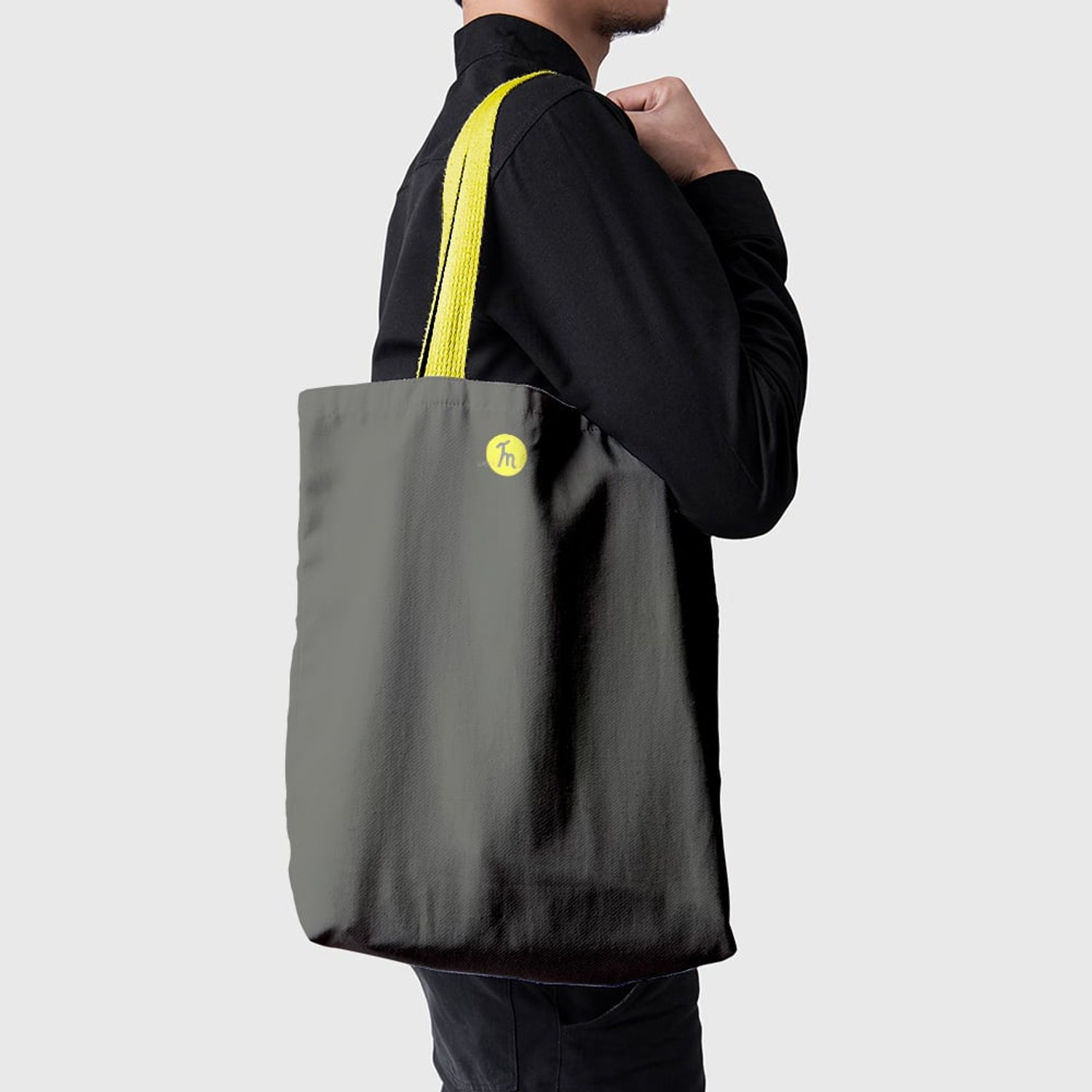 Geanta Handmade Tote Basic, Mulewear, Gri Inchis, 43x37 cm fotografia produsului View 5 L