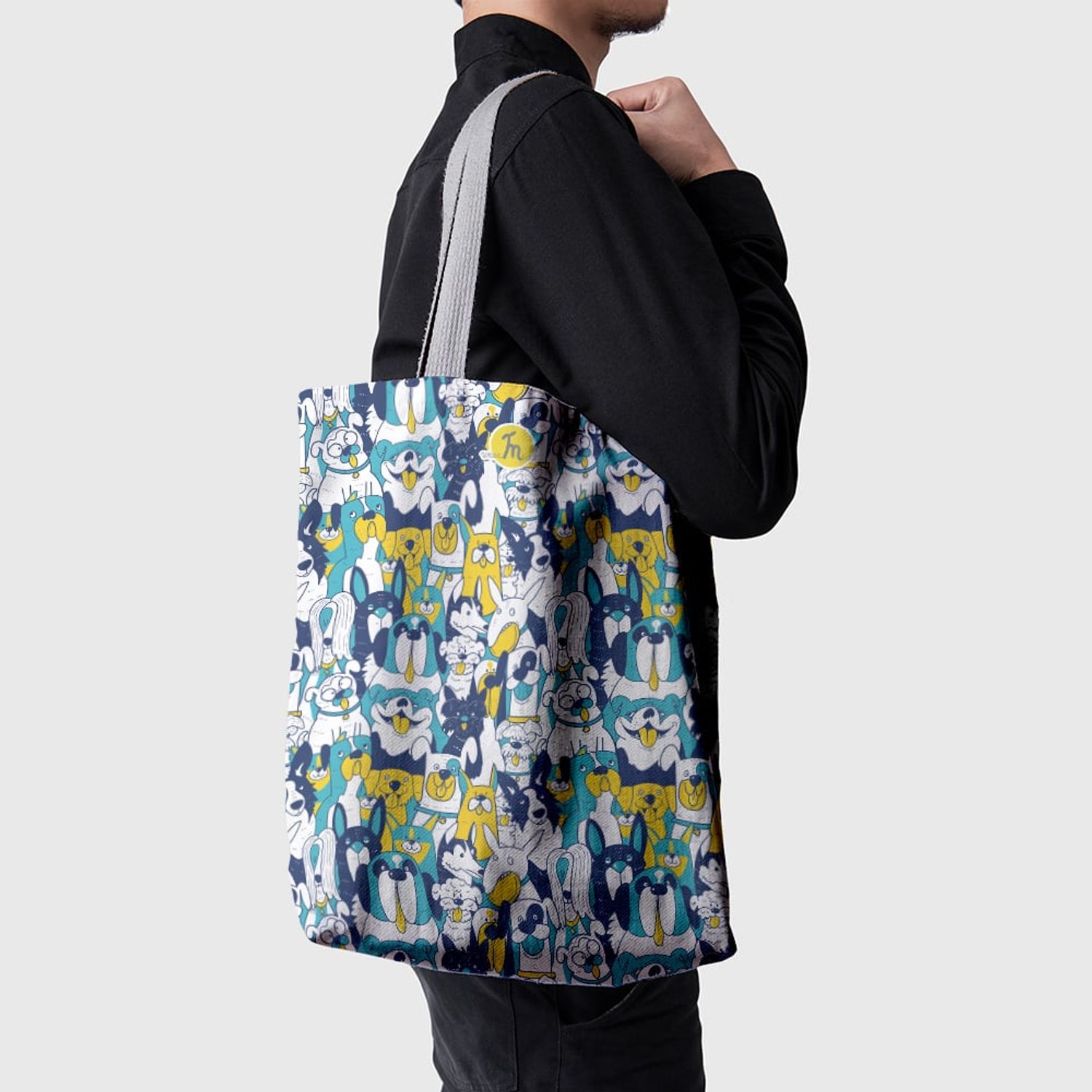 Geanta Handmade Tote Basic, Catei de Casa, Multicolor, 43x37 cm fotografia produsului View 3 L
