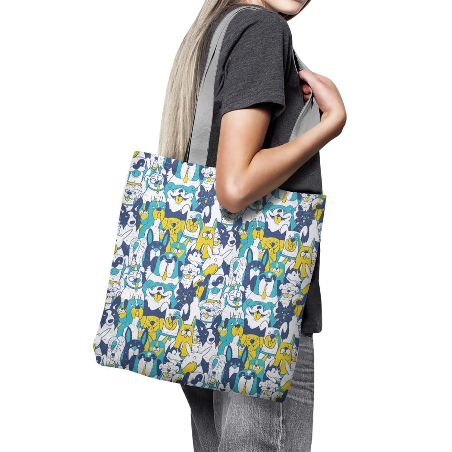 Geanta Handmade Tote Basic, Catei de Casa, Multicolor, 43x37 cm fotografia produsului View 5 L