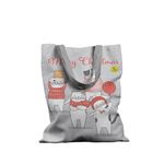 Geanta Handmade Tote Basic, Merry Christmas Urare de Craciun cu Pisici, Multicolor, 43x37 cm fotografia produsului