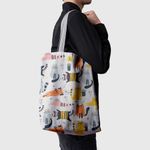 Geanta Handmade Tote Basic, Pisici Printese de Casa, Multicolor, 43x37 cm fotografia produsului View 3 S