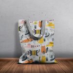 Geanta Handmade Tote Basic, Pisici Printese de Casa, Multicolor, 43x37 cm fotografia produsului View 5 S