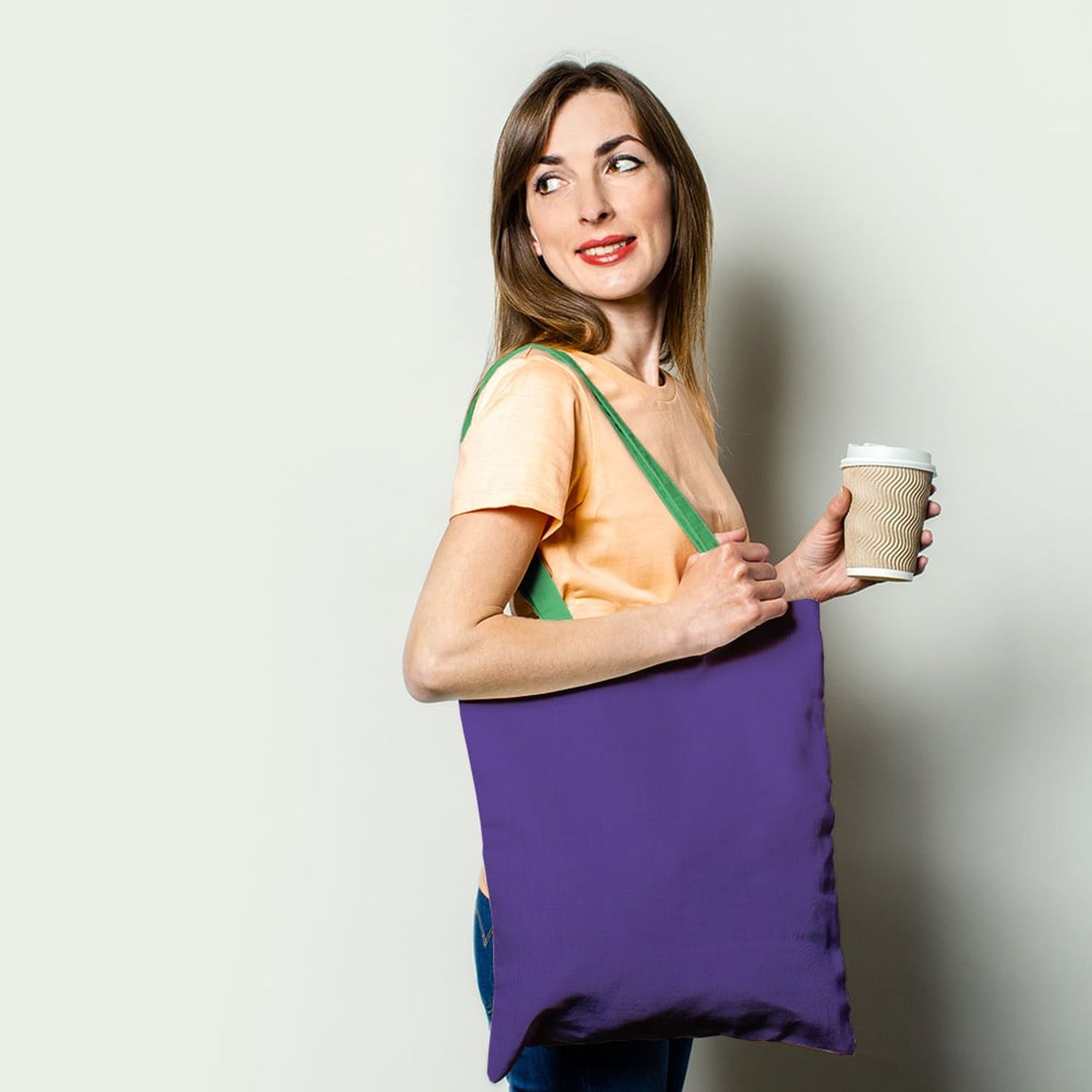 Geanta Handmade Tote Basic, Mulewear, Mov Absolut, 43x37 cm fotografia produsului View 2 L