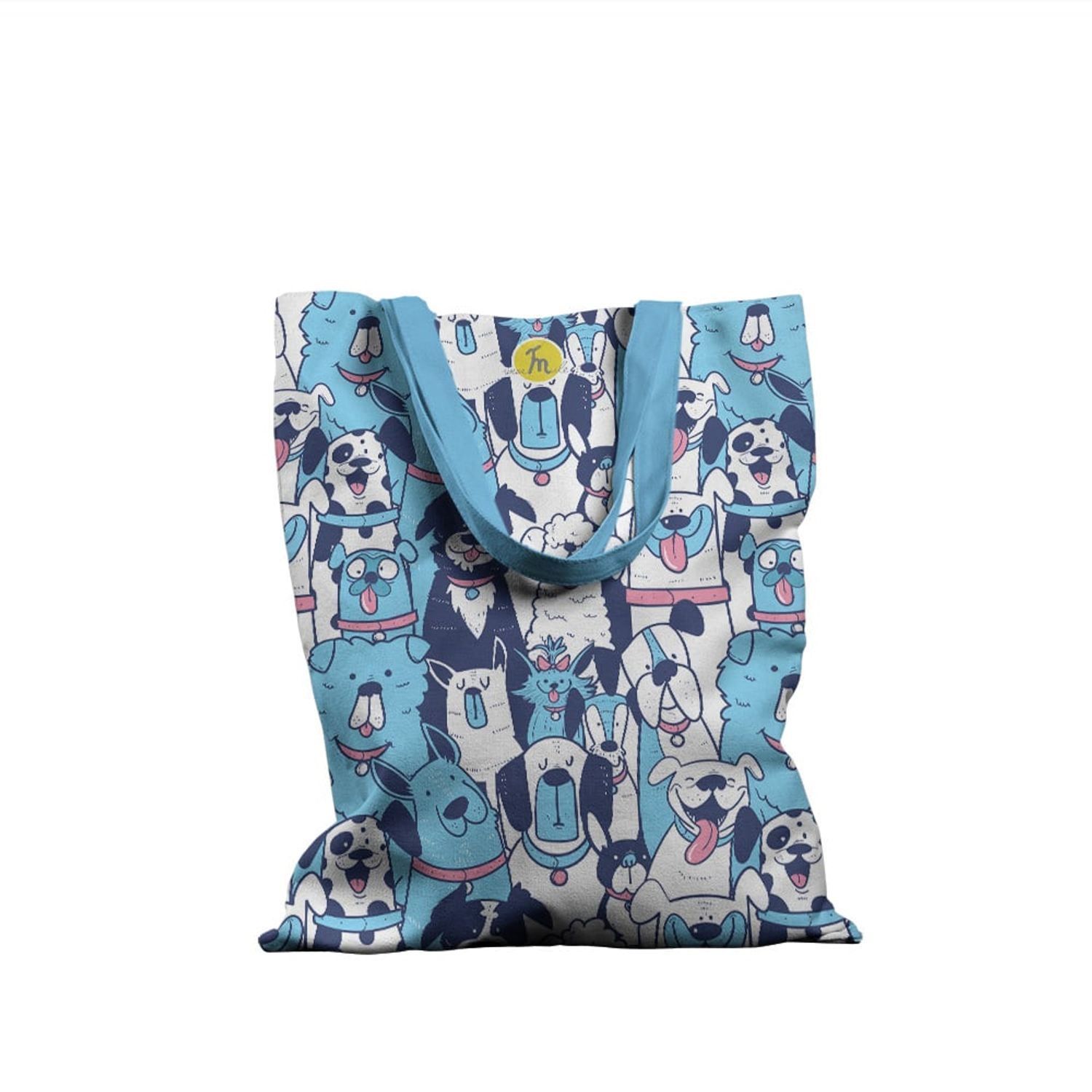 Geanta Handmade Tote Basic, Caini de Diferite Rase, Multicolor, 43x37 cm fotografia produsului