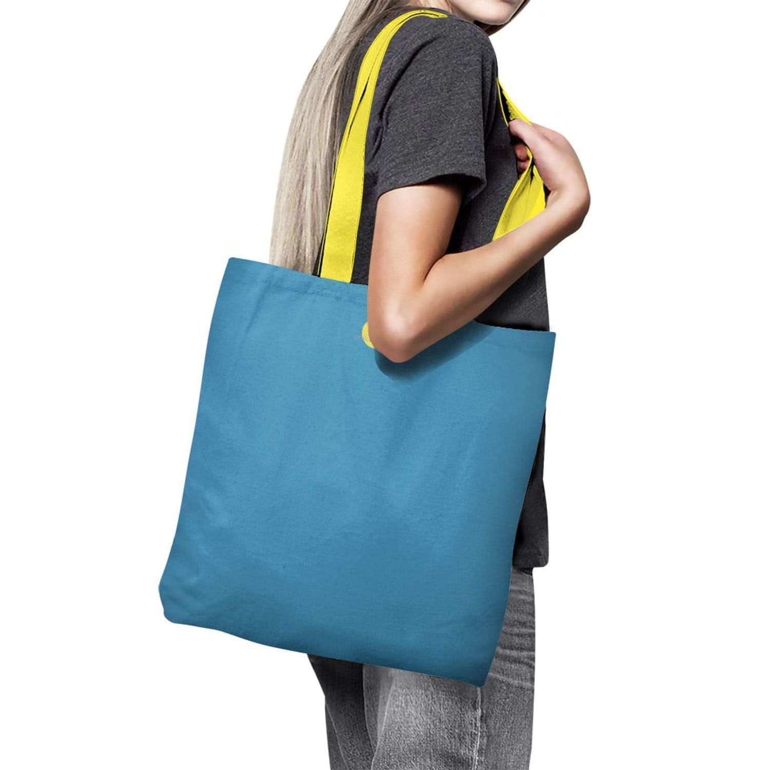 Geanta Handmade Tote Basic, Mulewear, Albastru Marin, 43x37 cm fotografia produsului View 3 L