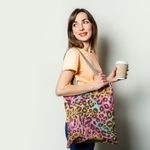 Geanta Handmade Tote Basic, Mulewear, Animal Print Leopard Multicolor, Multicolor, 43x37 cm fotografia produsului View 2 S