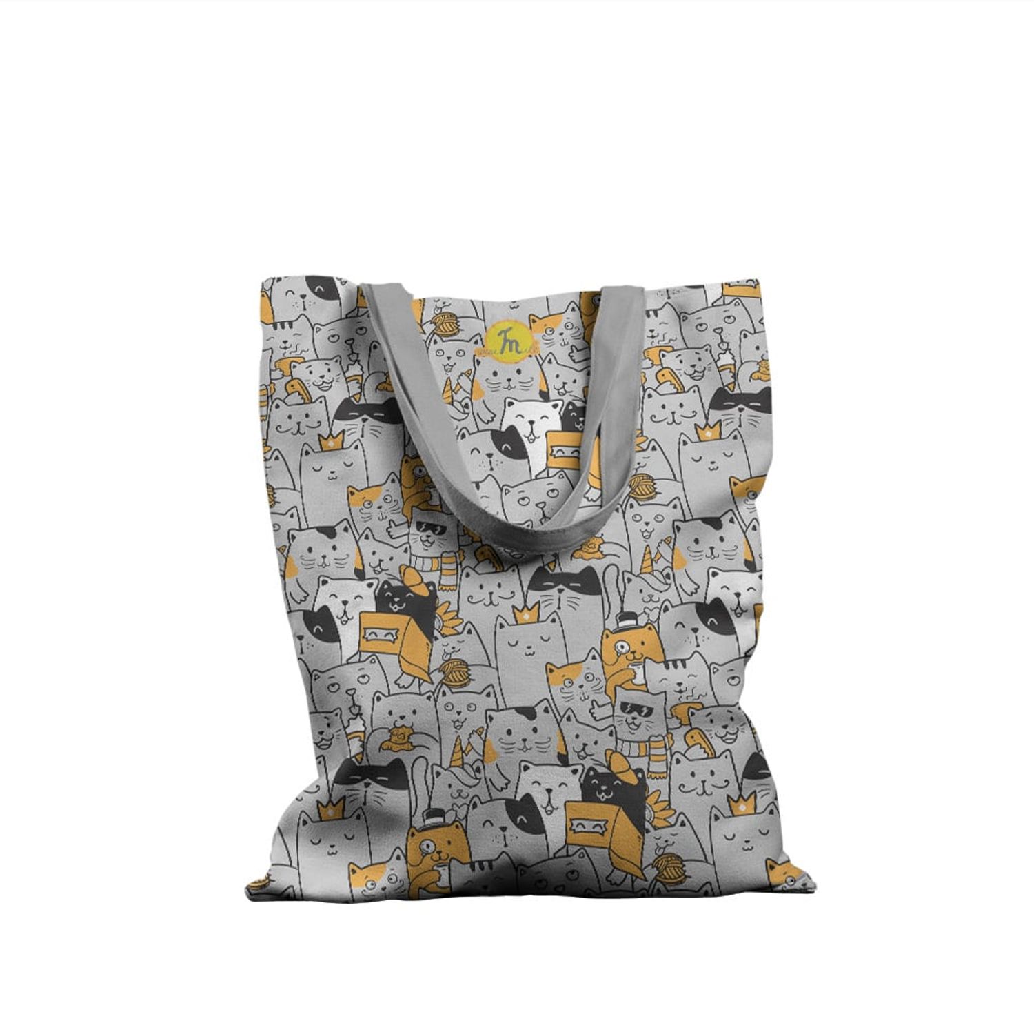 Geanta Handmade Tote Basic, Multitudine de Pisici, Multicolor, 43x37 cm fotografia produsului