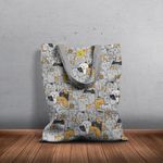 Geanta Handmade Tote Basic, Multitudine de Pisici, Multicolor, 43x37 cm fotografia produsului View 6 S