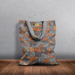 Geanta Handmade Tote Basic, Pisici cu Fructe, Multicolor, 43x37 cm fotografia produsului View 6 S