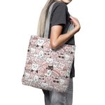 Geanta Handmade Tote Basic, Pisici in Cartier, Multicolor, 43x37 cm fotografia produsului View 4 S