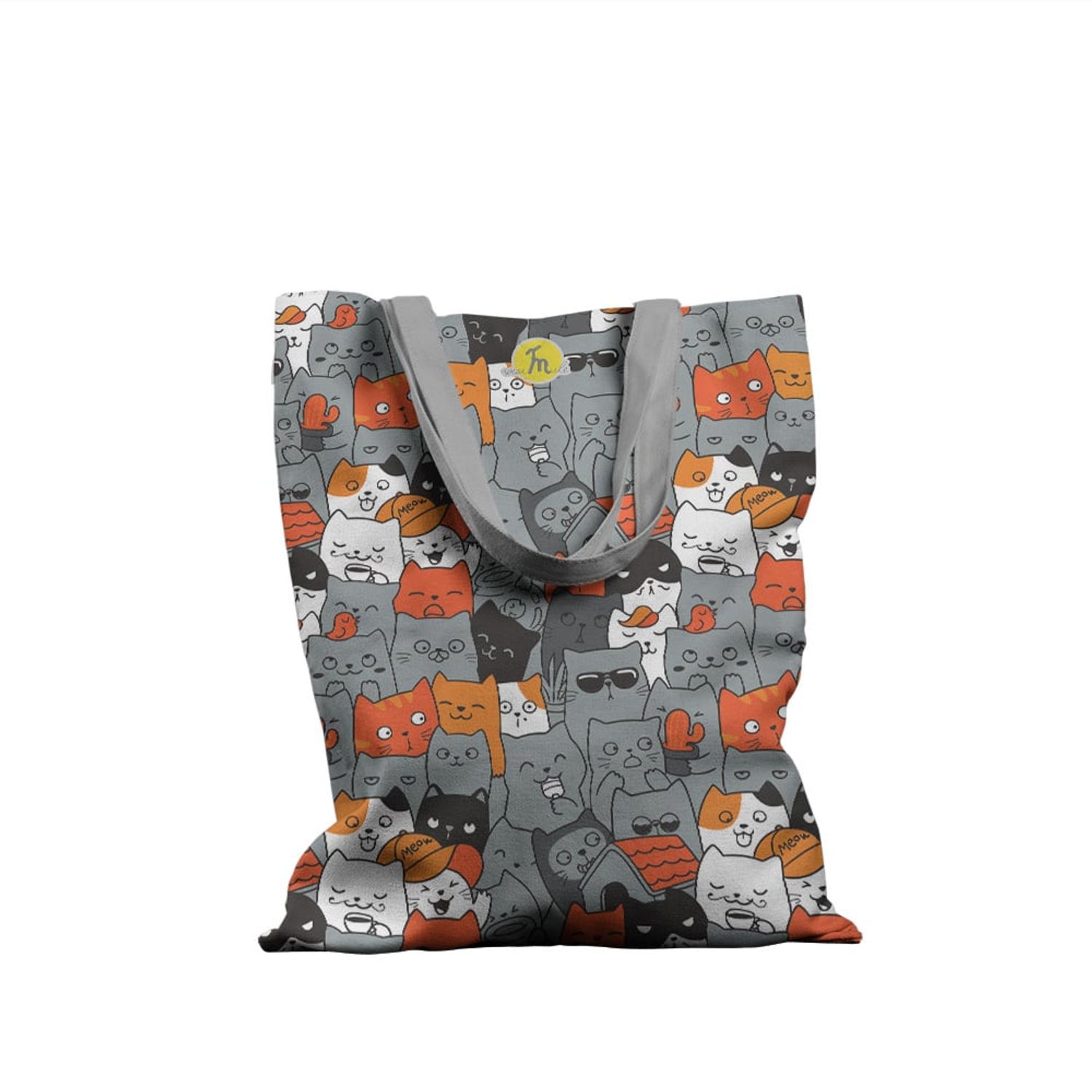 Geanta Handmade Tote Basic, Duminica cu Pisici, Multicolor, 43x37 cm fotografia produsului