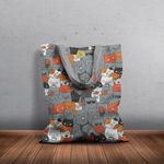 Geanta Handmade Tote Basic, Duminica cu Pisici, Multicolor, 43x37 cm fotografia produsului View 4 S