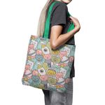Geanta Handmade Tote Basic, Pisici in Spatiu, Multicolor, 43x37 cm fotografia produsului View 3 S