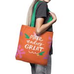 Geanta Handmade Tote Basic, Motto Make Today Great, Multicolor, 43x37 cm fotografia produsului View 3 S