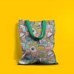 Geanta Handmade Tote Basic, Pisici in Spatiu, Multicolor, 43x37 cm fotografia produsului View 5 S