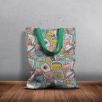 Geanta Handmade Tote Basic, Pisici in Spatiu, Multicolor, 43x37 cm fotografia produsului View 6 S
