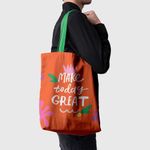 Geanta Handmade Tote Basic, Motto Make Today Great, Multicolor, 43x37 cm fotografia produsului View 5 S