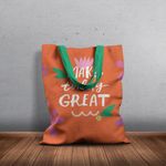 Geanta Handmade Tote Basic, Motto Make Today Great, Multicolor, 43x37 cm fotografia produsului View 6 S