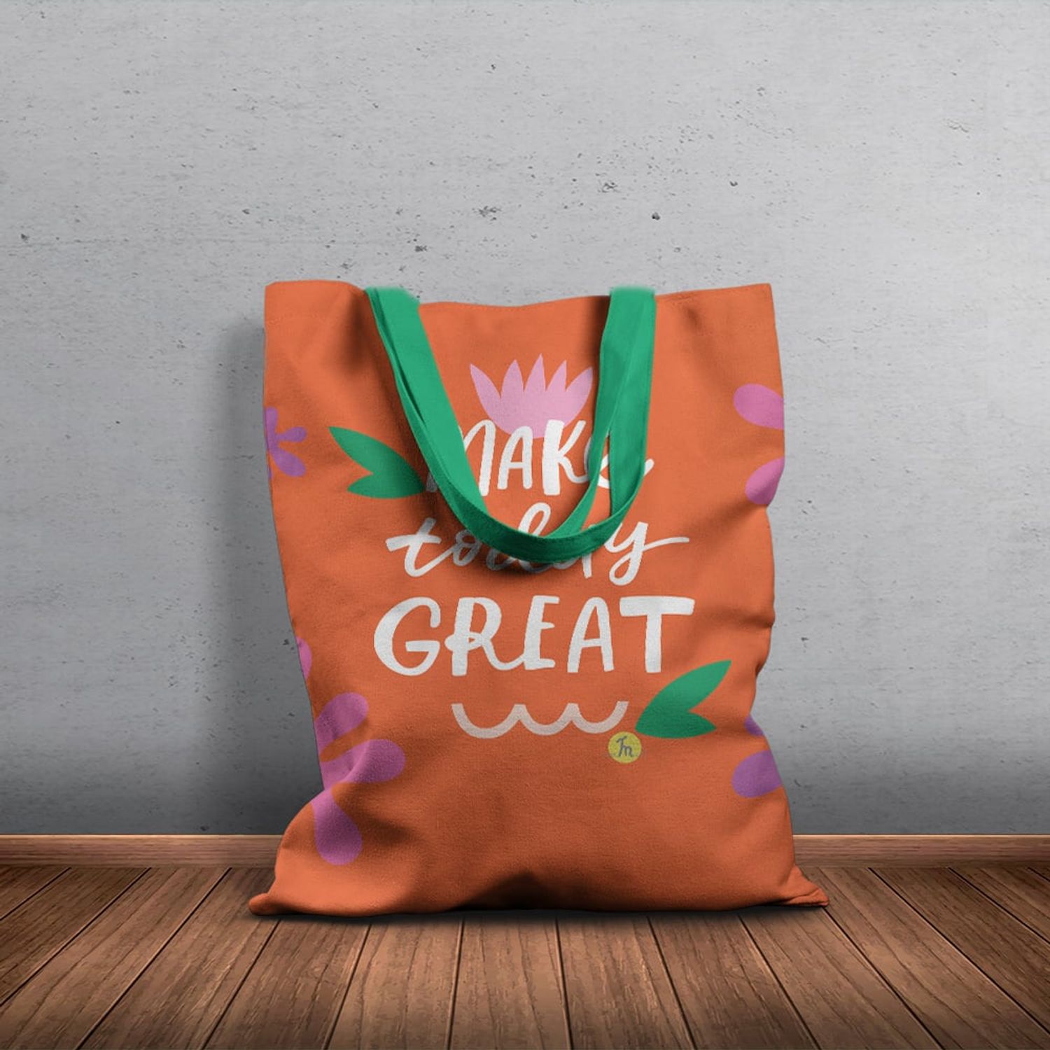 Geanta Handmade Tote Basic, Motto Make Today Great, Multicolor, 43x37 cm fotografia produsului View 6 L