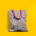 Geanta Handmade Tote Basic, Si Pisicile adora Muzica, Multicolor, 43x37 cm fotografia produsului View 6 S