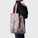 Geanta Handmade Tote Basic, Si Pisicile adora Muzica, Multicolor, 43x37 cm fotografia produsului View 4 S