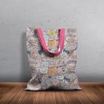 Geanta Handmade Tote Basic, Si Pisicile adora Muzica, Multicolor, 43x37 cm fotografia produsului View 3 S