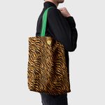Geanta Handmade Tote Basic, Mulewear, Animal Print Tigru, Multicolor, 43x37 cm fotografia produsului View 4 S