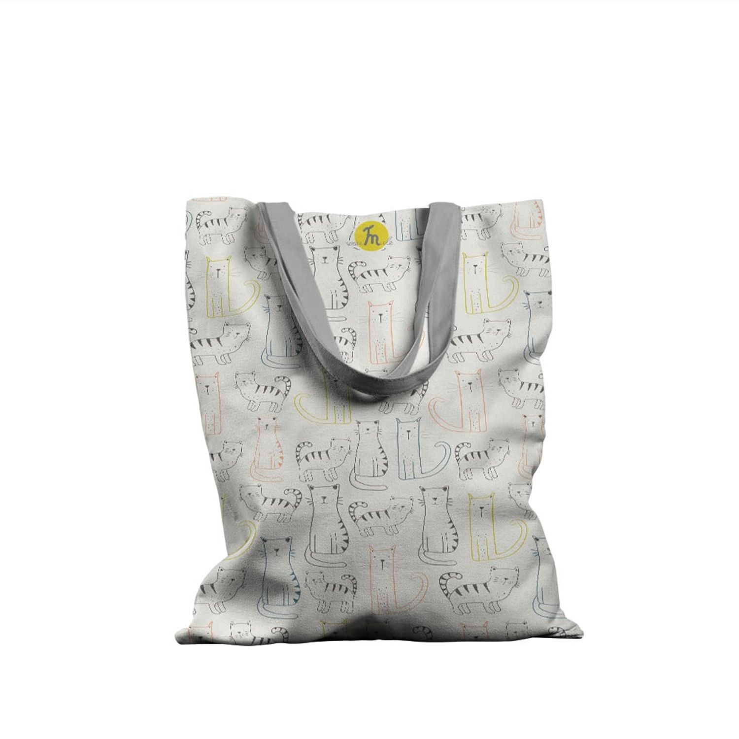 Geanta Handmade Tote Basic, Pisici Desenate de Copii, Multicolor, 43x37 cm fotografia produsului
