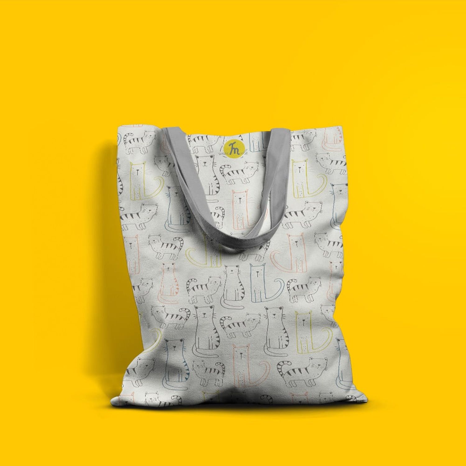 Geanta Handmade Tote Basic, Pisici Desenate de Copii, Multicolor, 43x37 cm fotografia produsului View 5 L