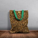 Geanta Handmade Tote Basic, Mulewear, Animal Print Tigru, Multicolor, 43x37 cm fotografia produsului View 5 S