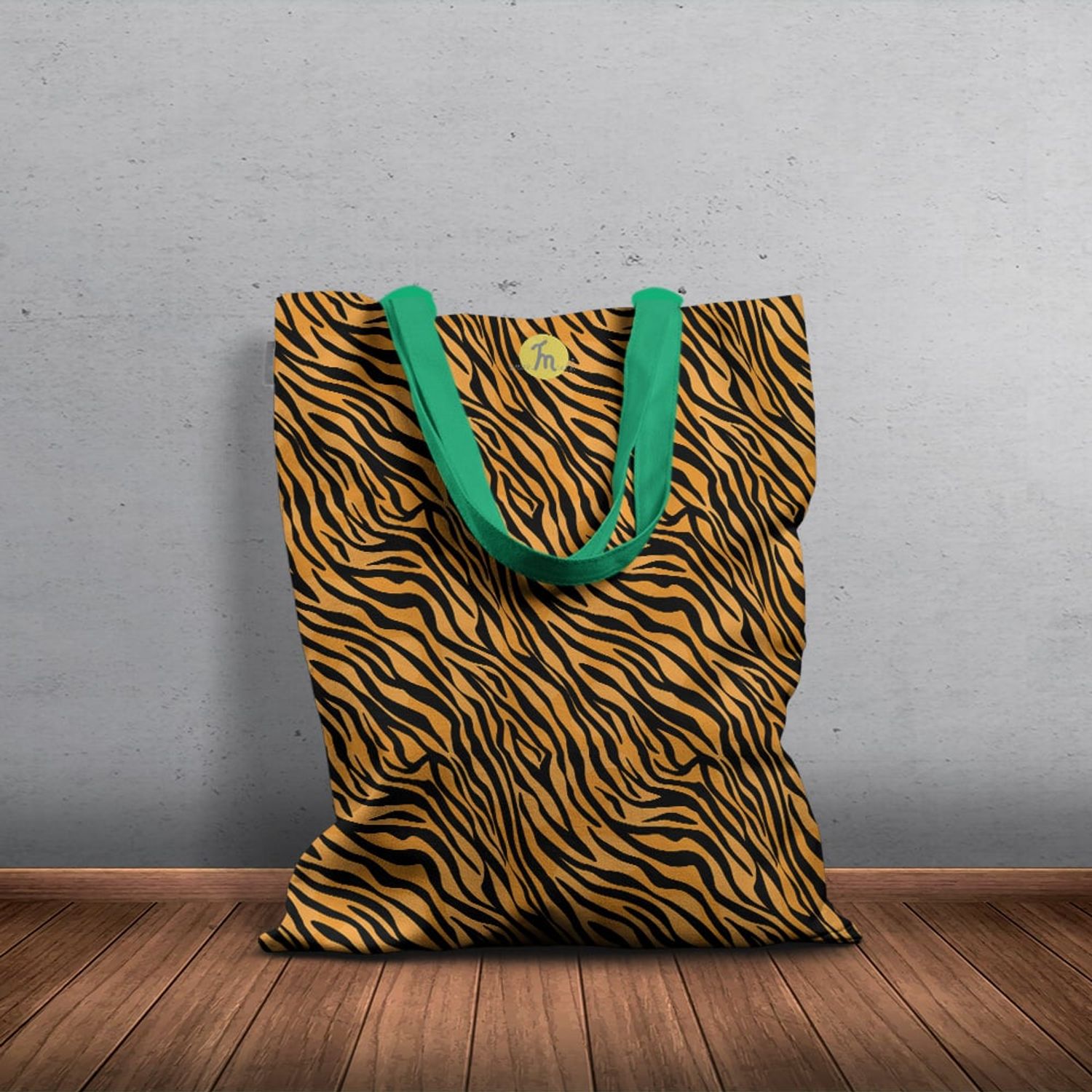 Geanta Handmade Tote Basic, Mulewear, Animal Print Tigru, Multicolor, 43x37 cm fotografia produsului View 5 L