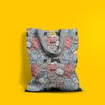 Geanta Handmade Tote Basic, Pisici la Moda, Multicolor, 43x37 cm fotografia produsului View 3 S