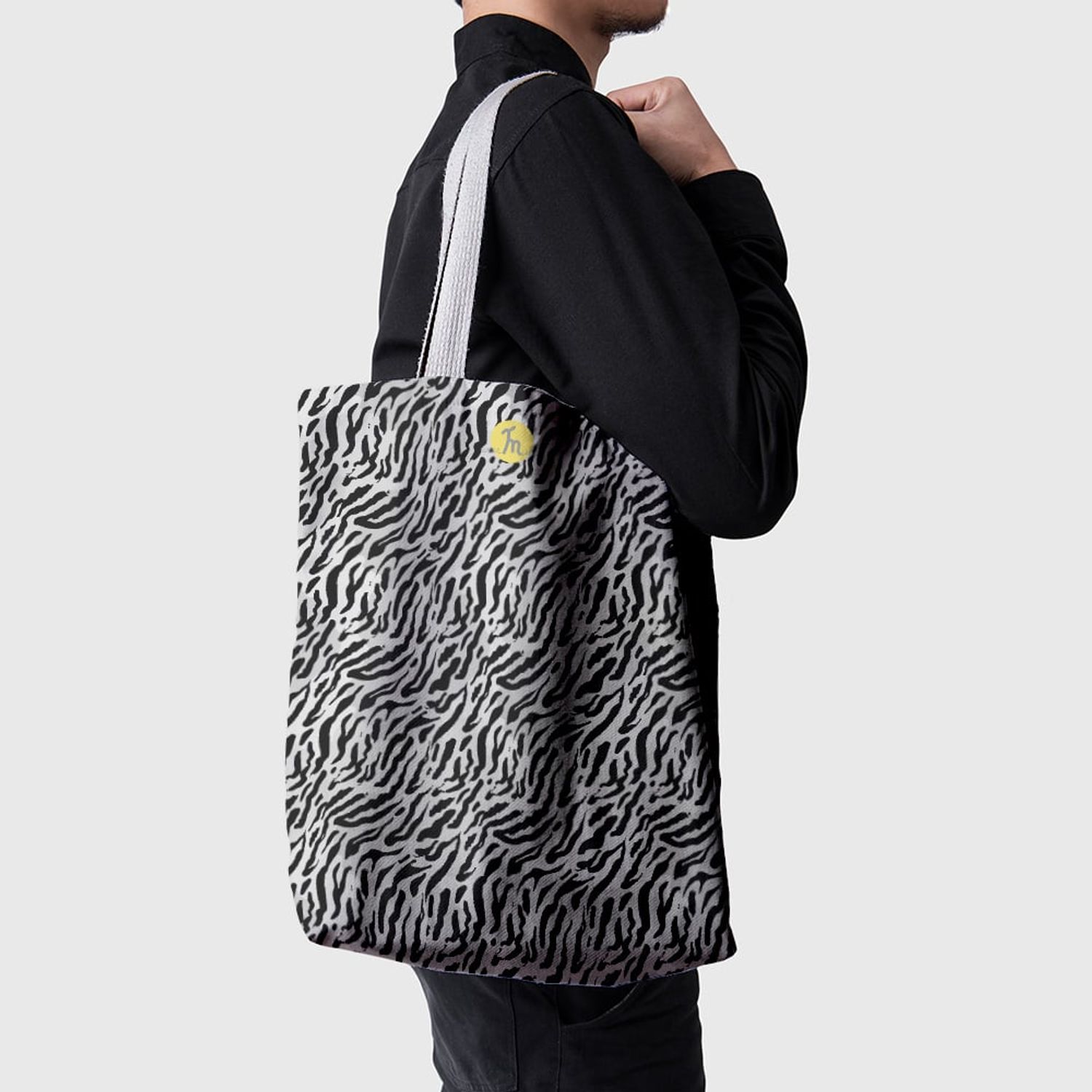 Geanta Handmade Tote Basic, Mulewear, Animal Print Antarctica, Multicolor, 43x37 cm fotografia produsului View 3 L
