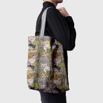Geanta Handmade Tote Basic, Pisici si Plante, Multicolor, 43x37 cm fotografia produsului View 3 S