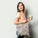 Geanta Handmade Tote Basic, Si Pisicile adora Muzica, Multicolor, 43x37 cm fotografia produsului View 2 S