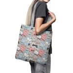 Geanta Handmade Tote Basic, Pisici la Moda, Multicolor, 43x37 cm fotografia produsului View 4 S