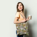 Geanta Handmade Tote Basic, Pisici si Plante, Multicolor, 43x37 cm fotografia produsului View 2 S