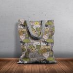 Geanta Handmade Tote Basic, Pisici si Plante, Multicolor, 43x37 cm fotografia produsului View 6 S