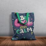 Geanta Handmade Tote Basic, Motto Fii Calm, Multicolor, 43x37 cm fotografia produsului View 3 S