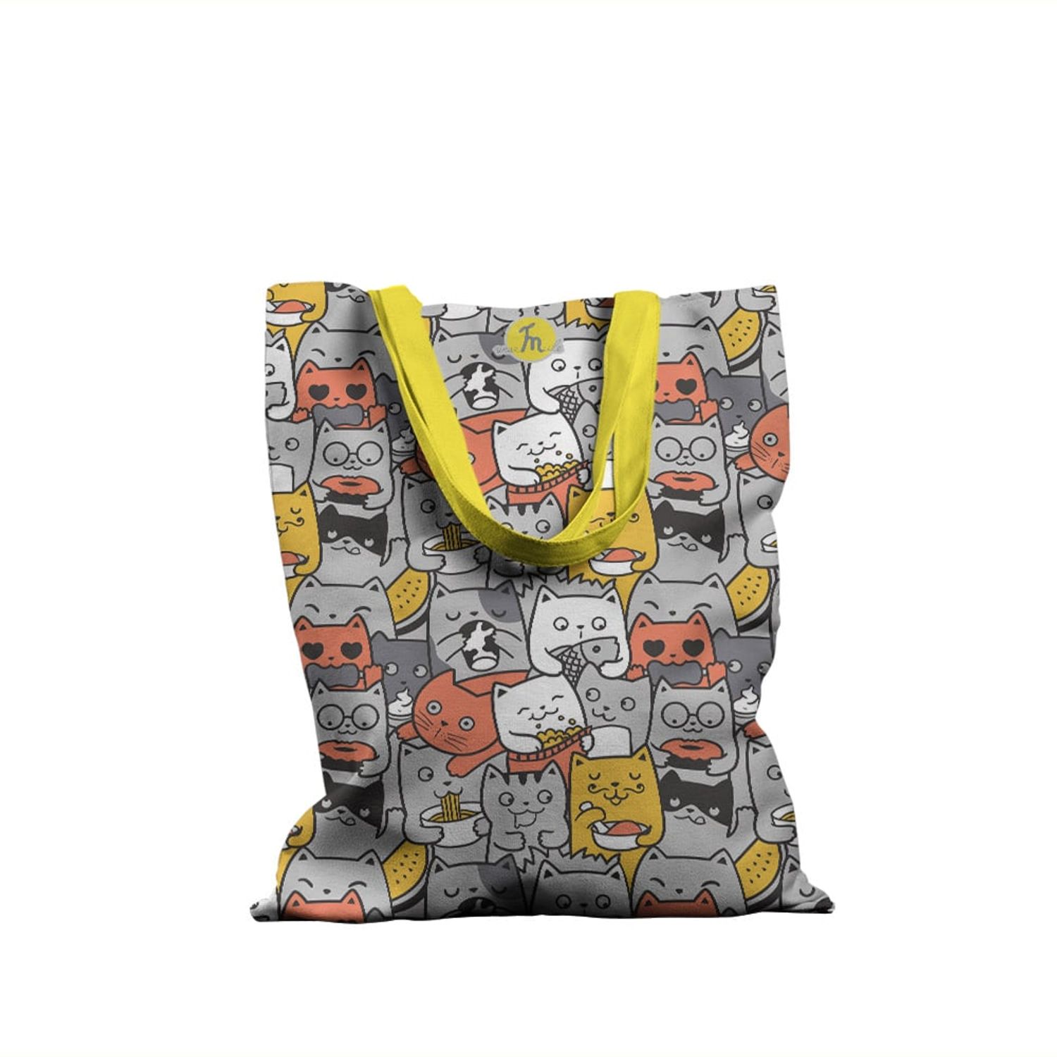 Geanta Handmade Tote Basic, Pisici Pofticioase, Multicolor, 43x37 cm fotografia produsului