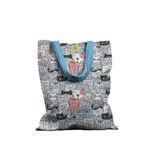 Geanta Handmade Tote Basic, O Multime Pisici Fericite, Multicolor, 43x37 cm fotografia produsului